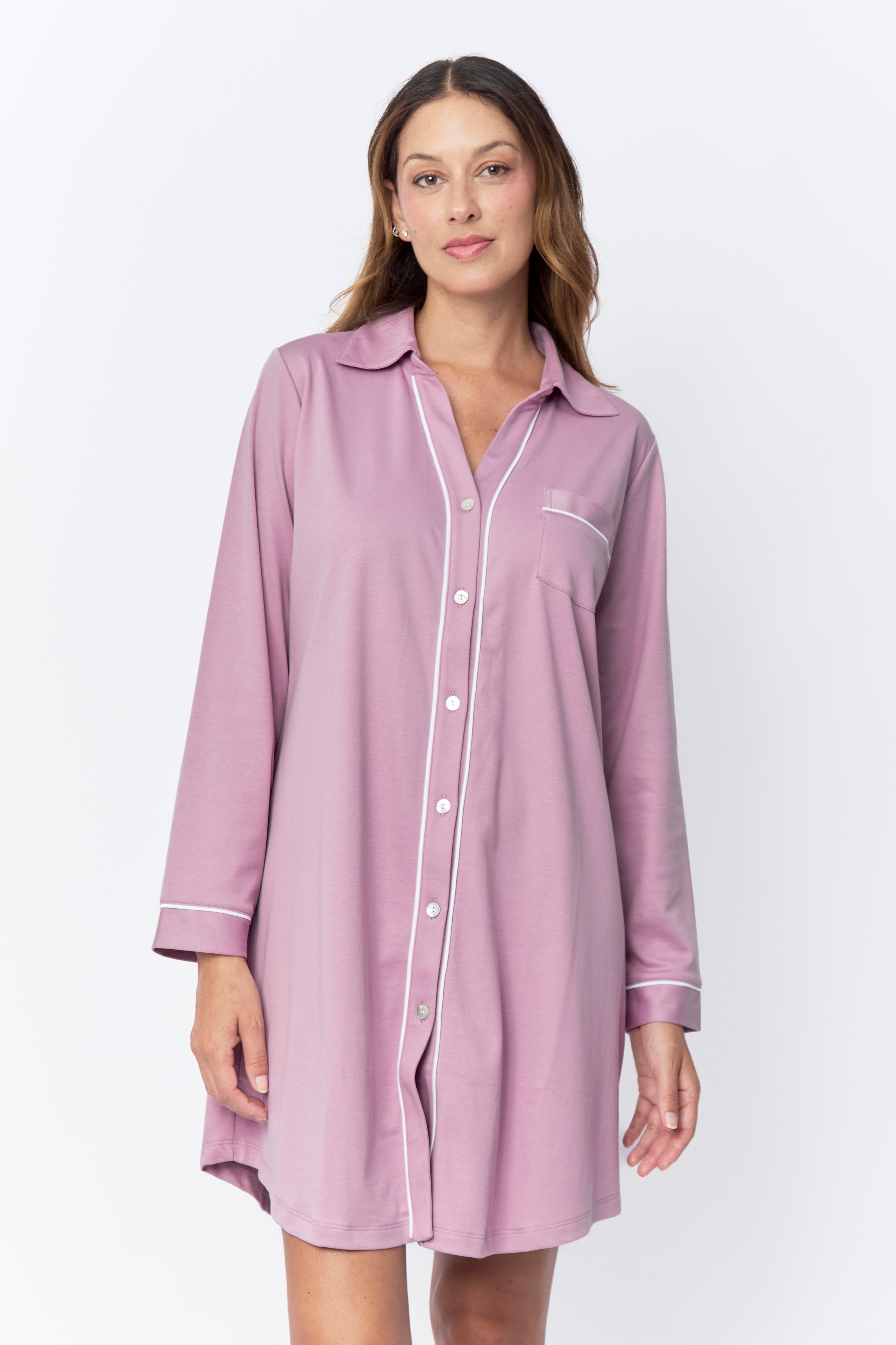 Carmina Pima Knit Long Sleeve Gown