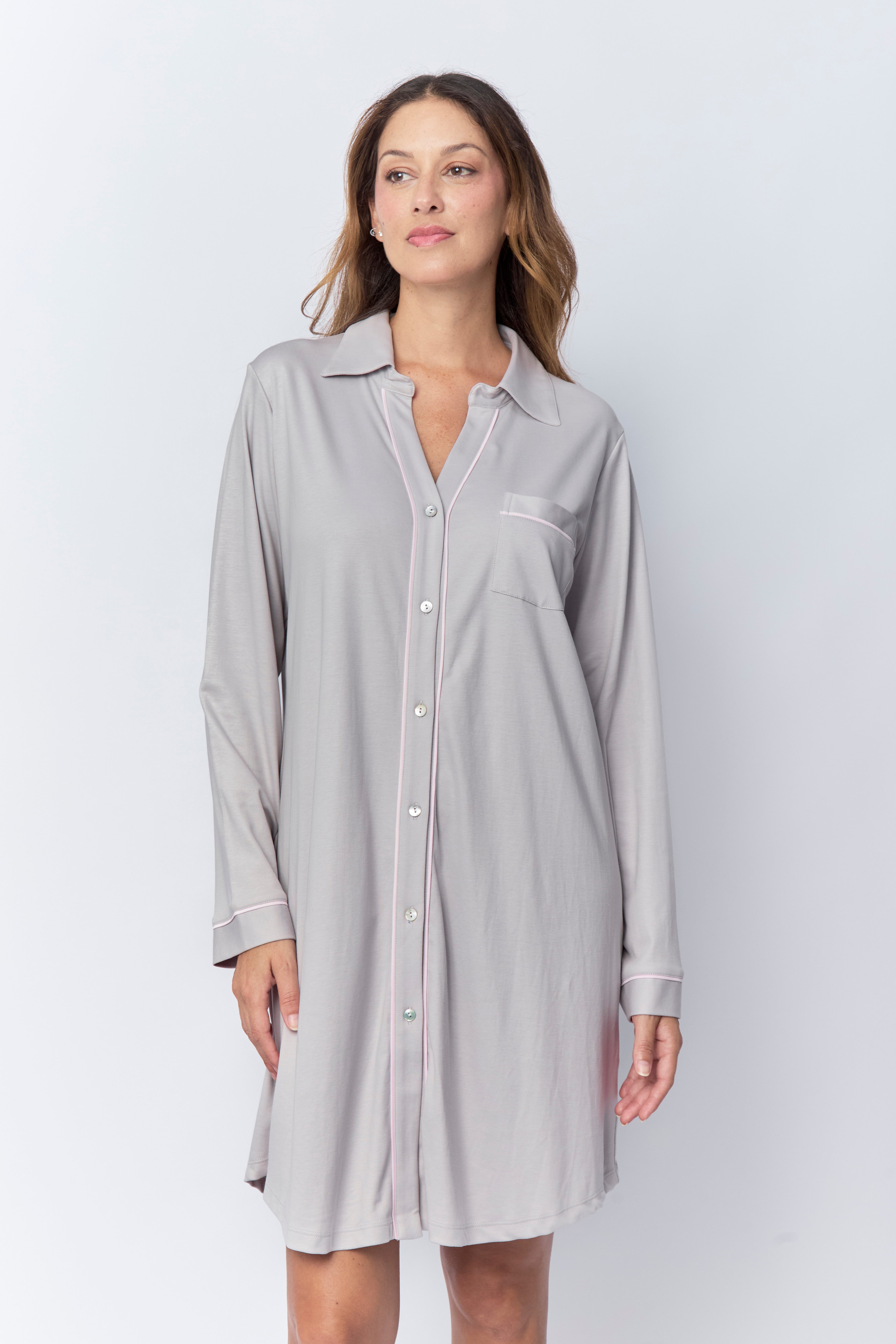 Carmina Pima Knit Long Sleeve Gown