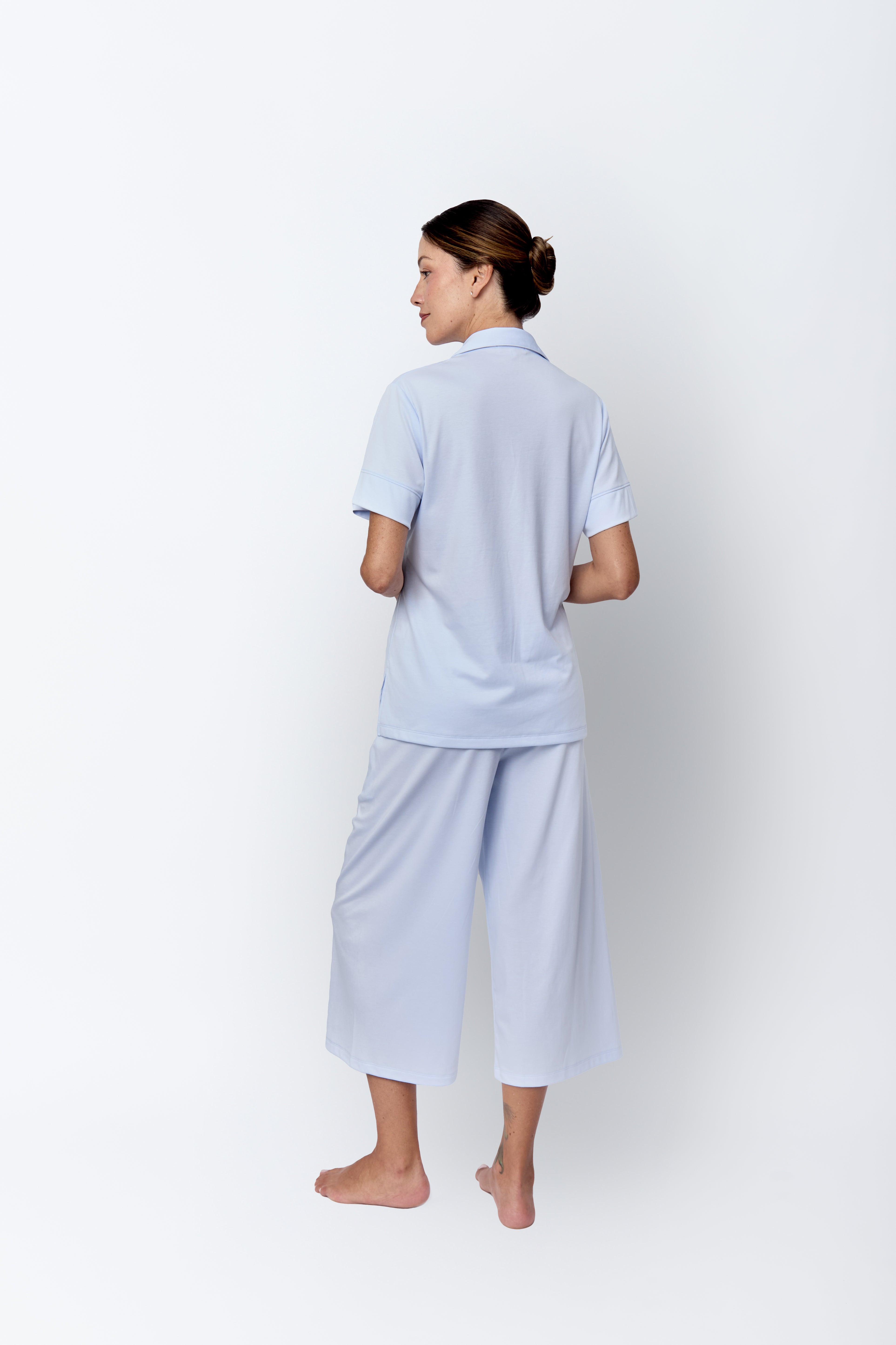 Maju Pima Knit Short Sleeve Cropped Set