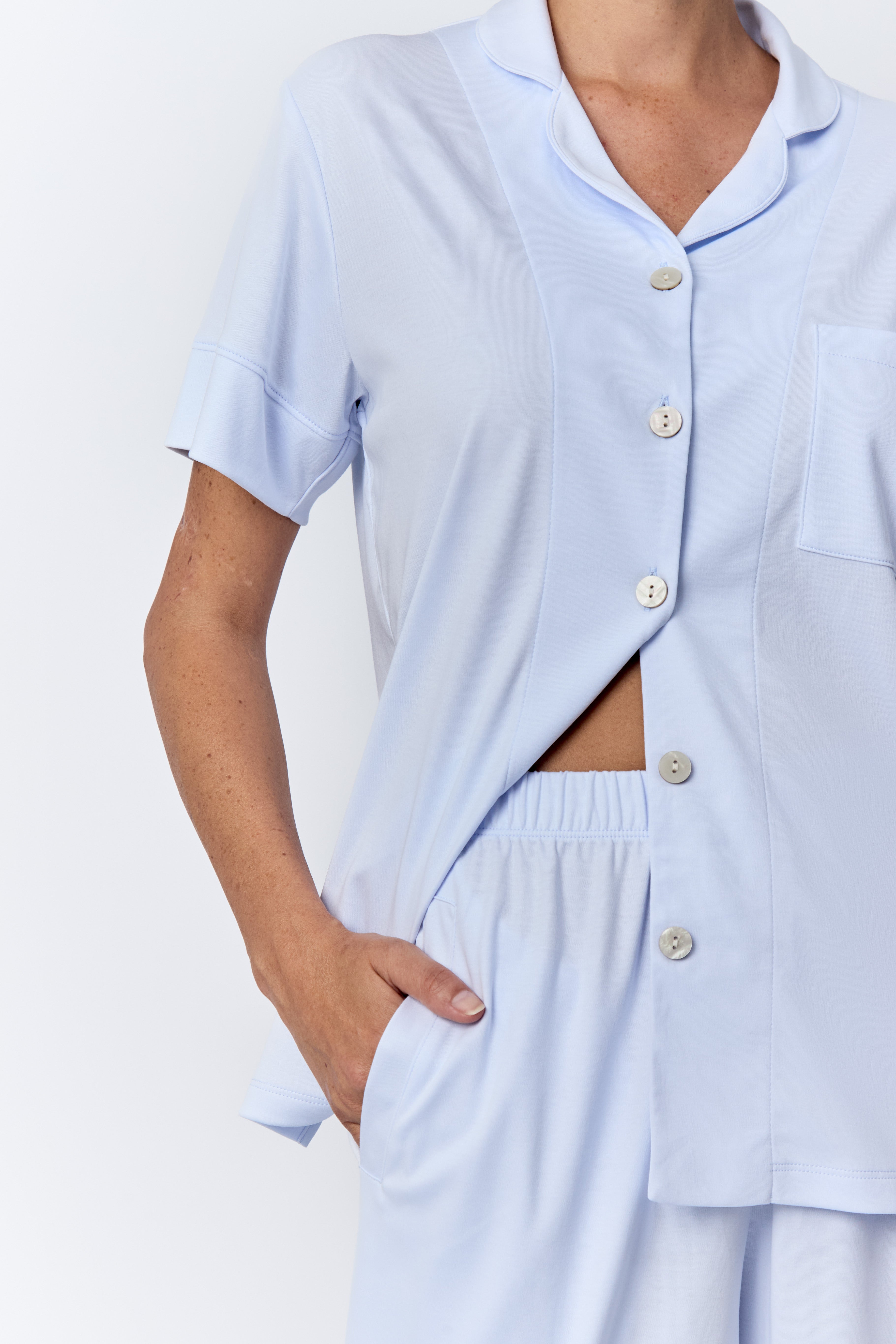 Maju Pima Knit Short Sleeve Cropped Set