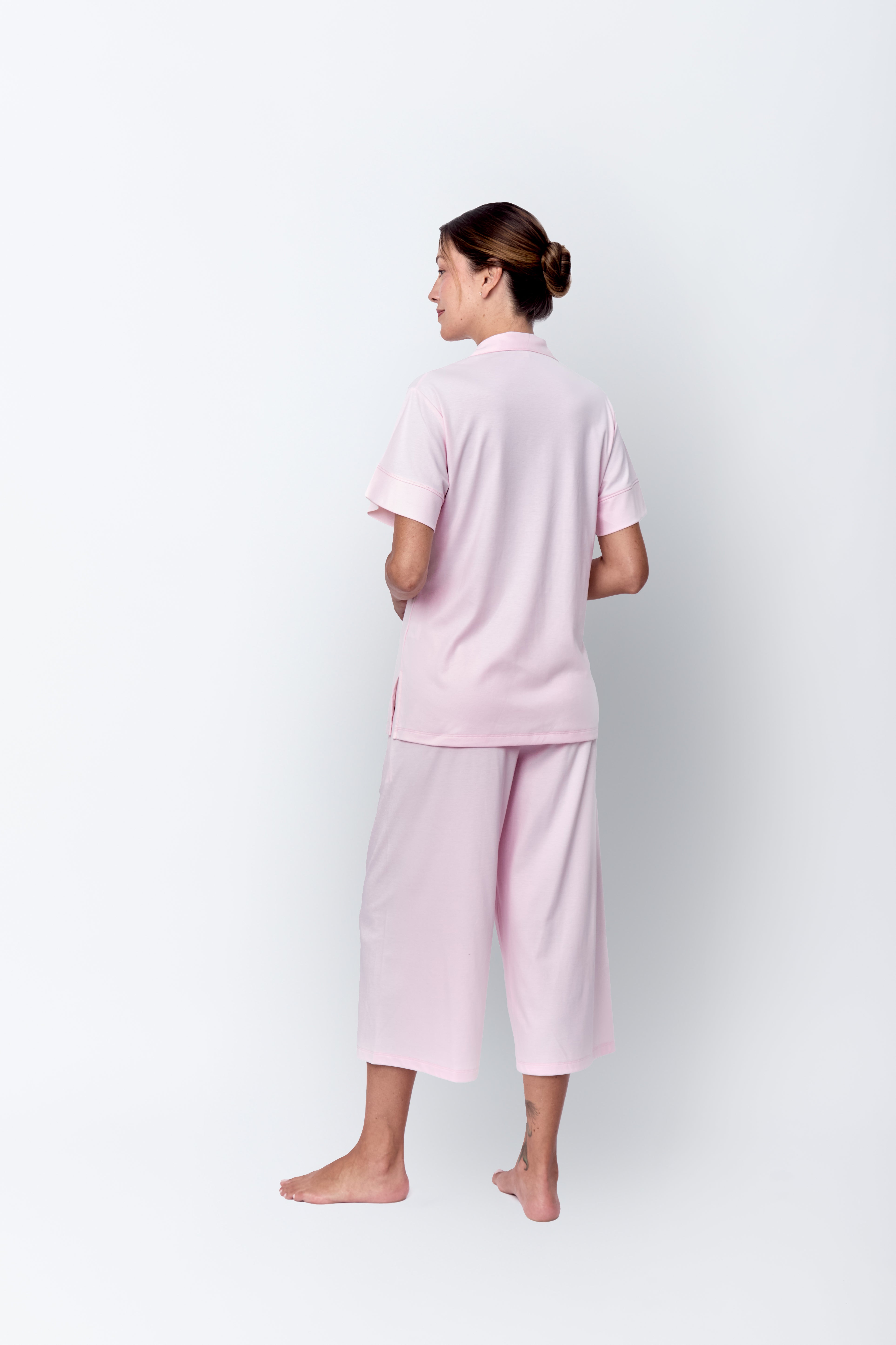 Maju Pima Knit Short Sleeve Cropped Set