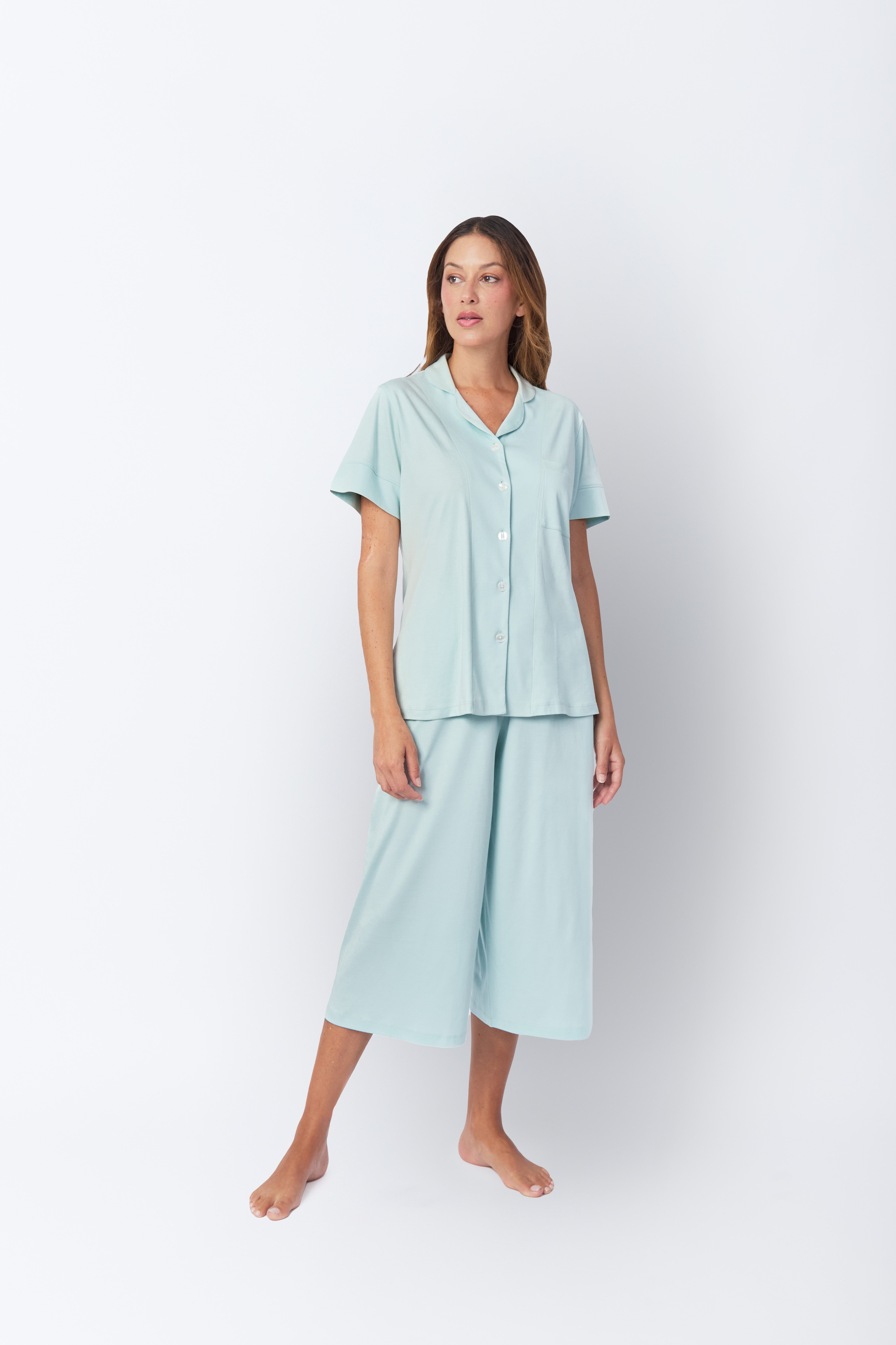 Maju Pima Knit Short Sleeve Cropped Set