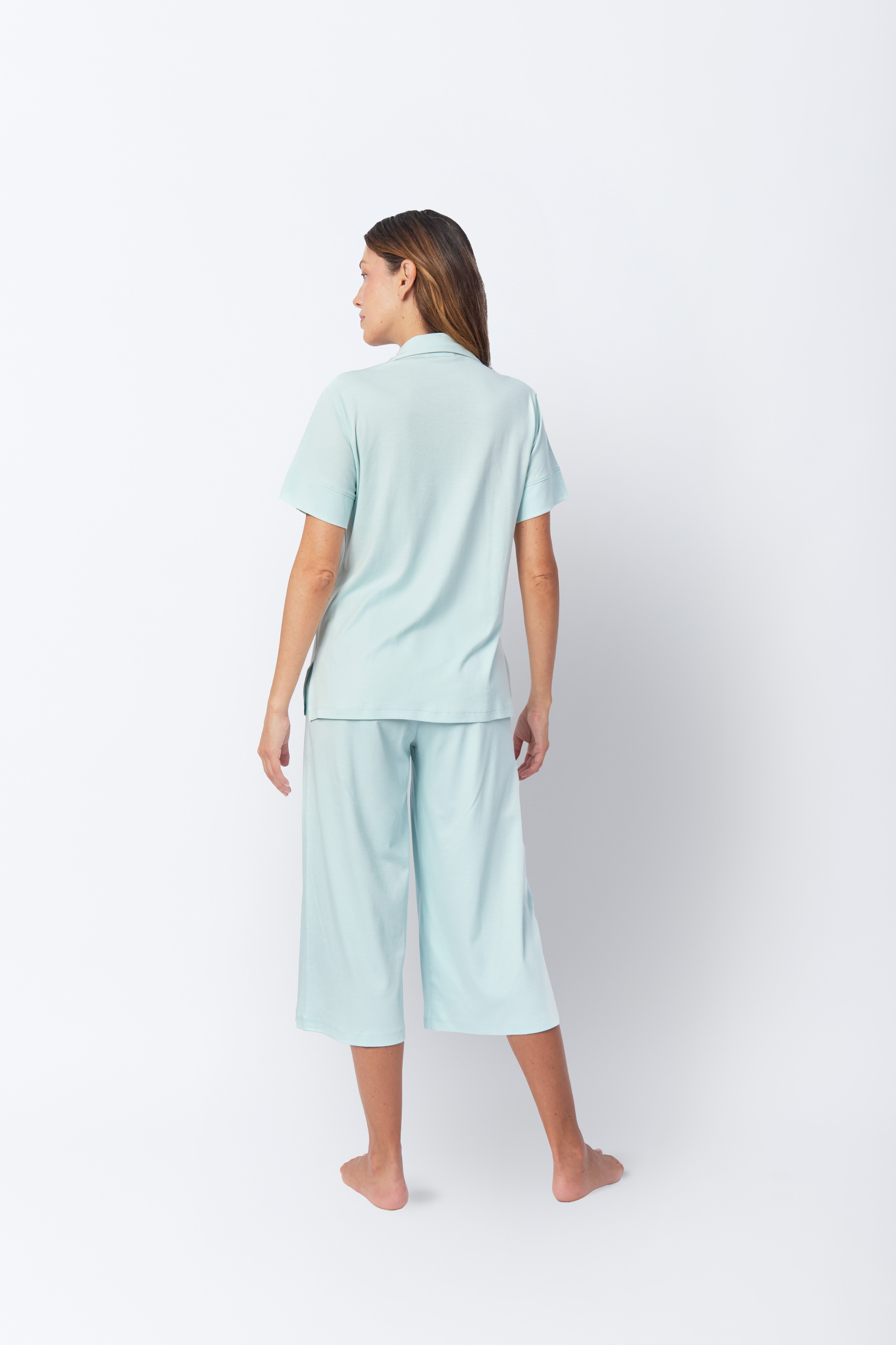 Maju Pima Knit Short Sleeve Cropped Set