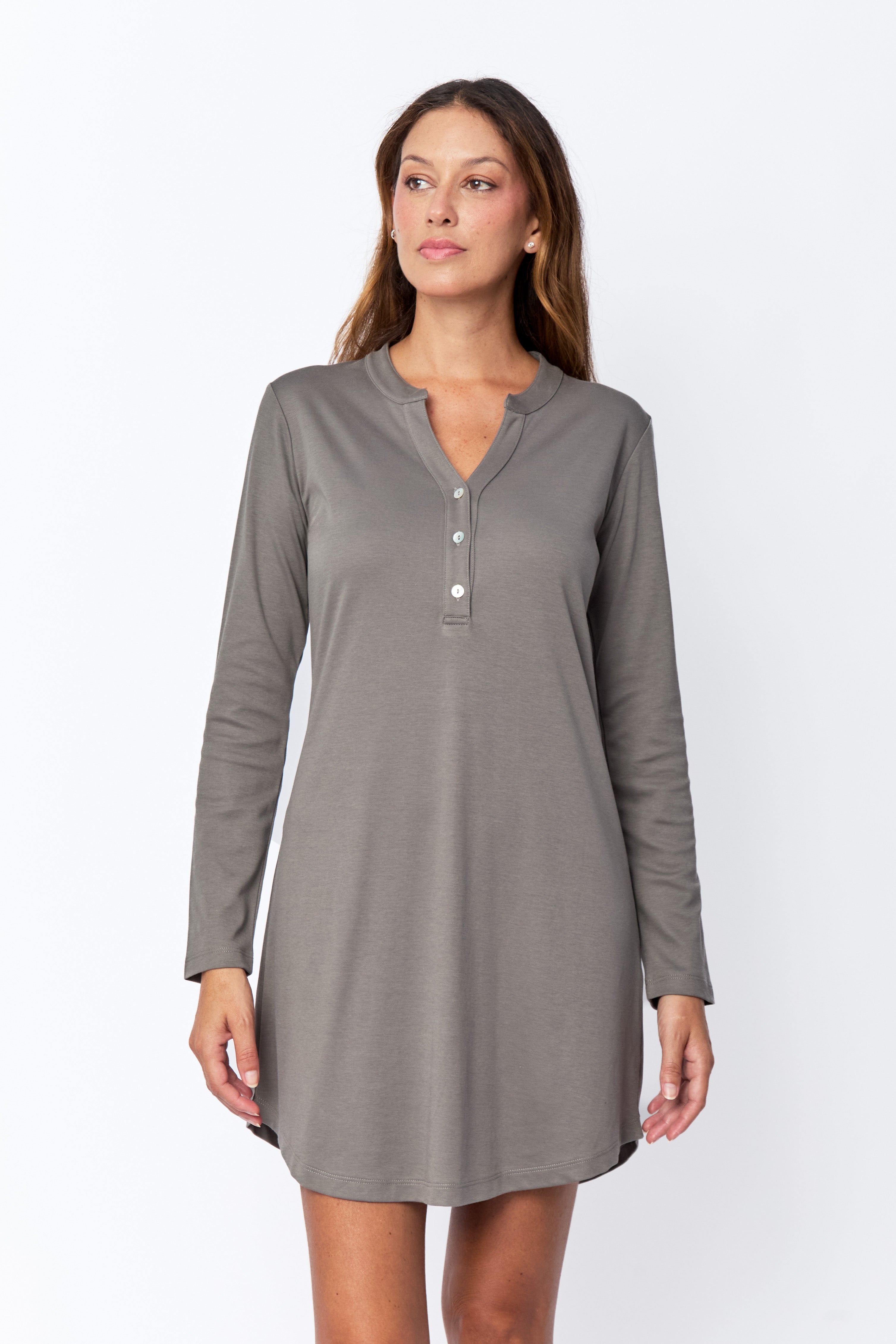 Abbie Pima Knit Long Sleeve Gown
