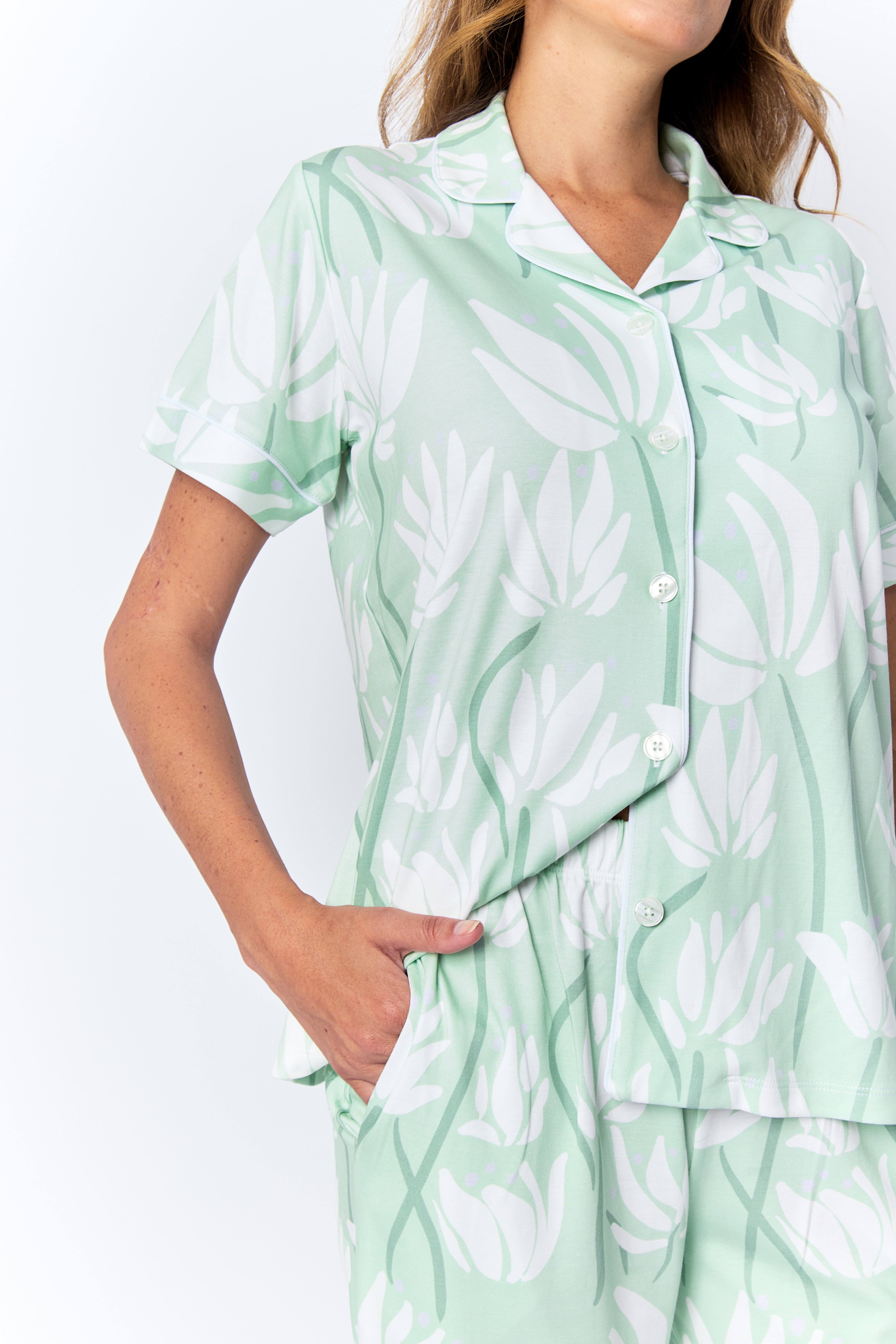 Verona Pima Knit Short Sleeve Cropped Set