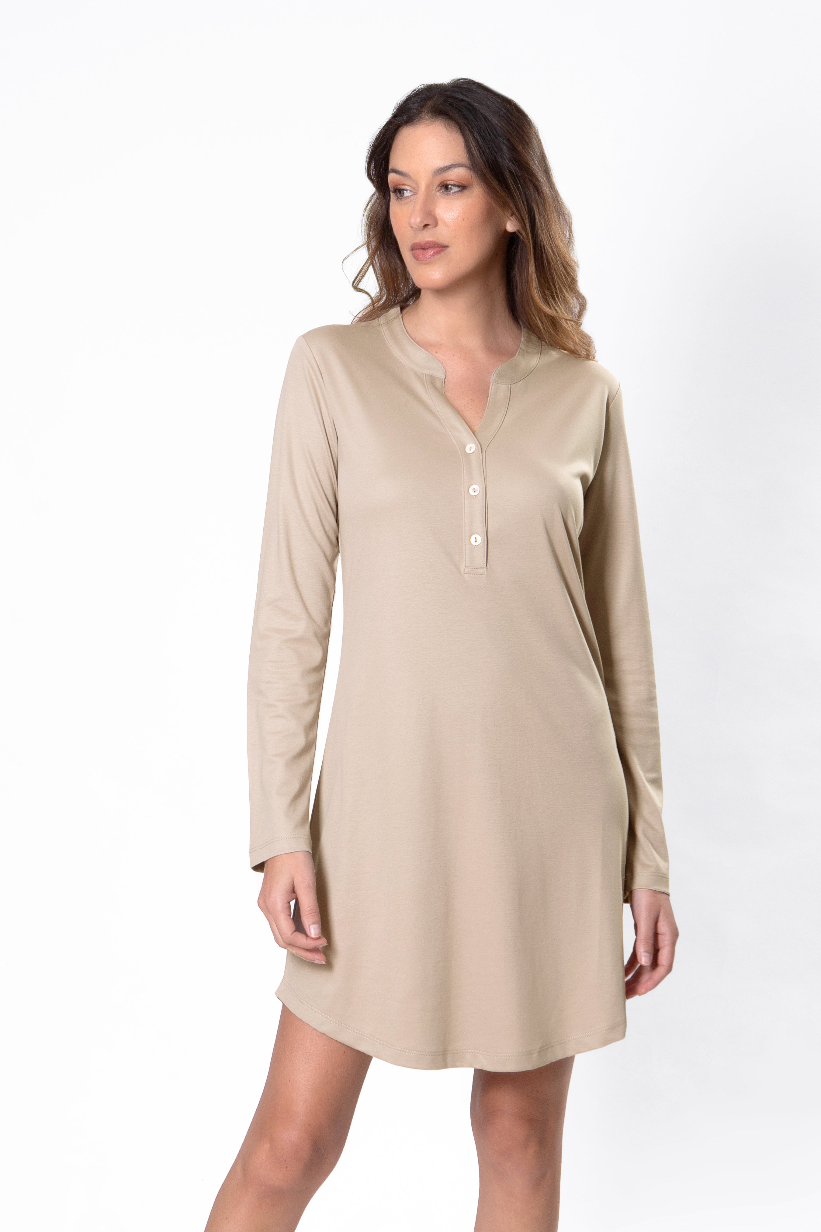 Abbie Pima Knit Long Sleeve Gown