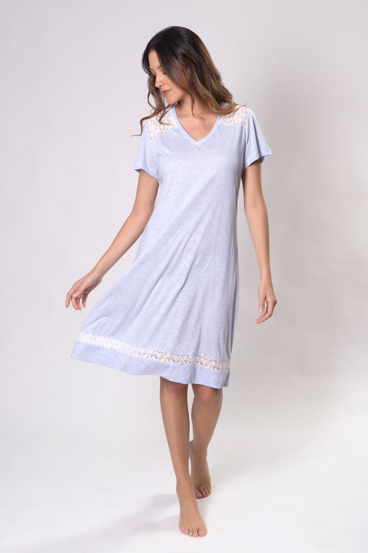 Hania Pima Knit Short Sleeve Gown